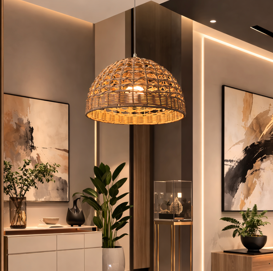 Bohemian Open Weave Rattan Ceiling Pendant Light – Ben