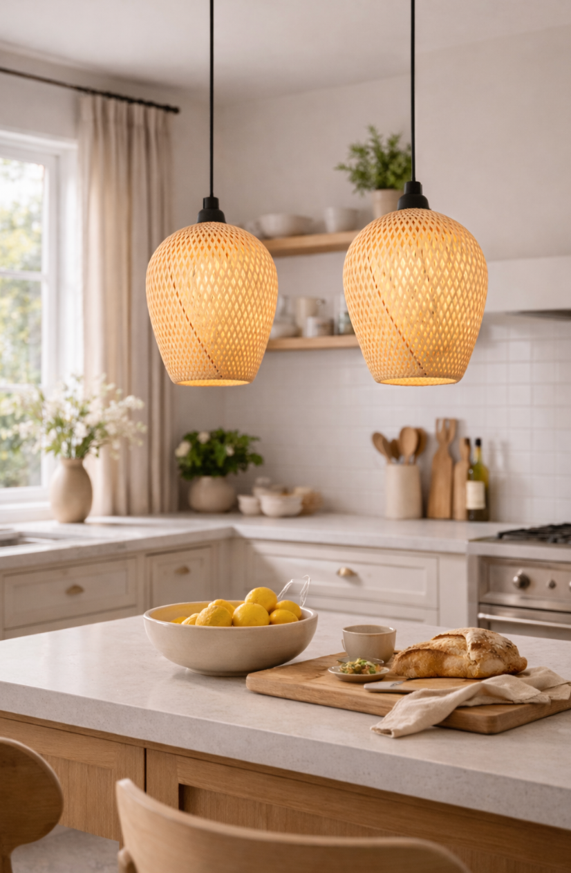 Natural Woven Rattan Sculptural Pendant Lamp – Felix
