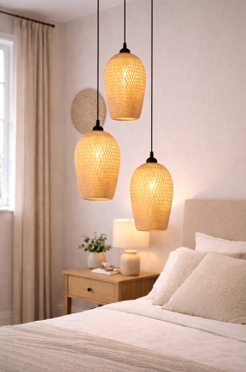 Natural Woven Rattan Sculptural Pendant Lamp – Felix