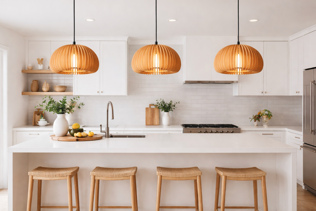 Modern Scandinavian Wooden Slat Pendant Light – Jude