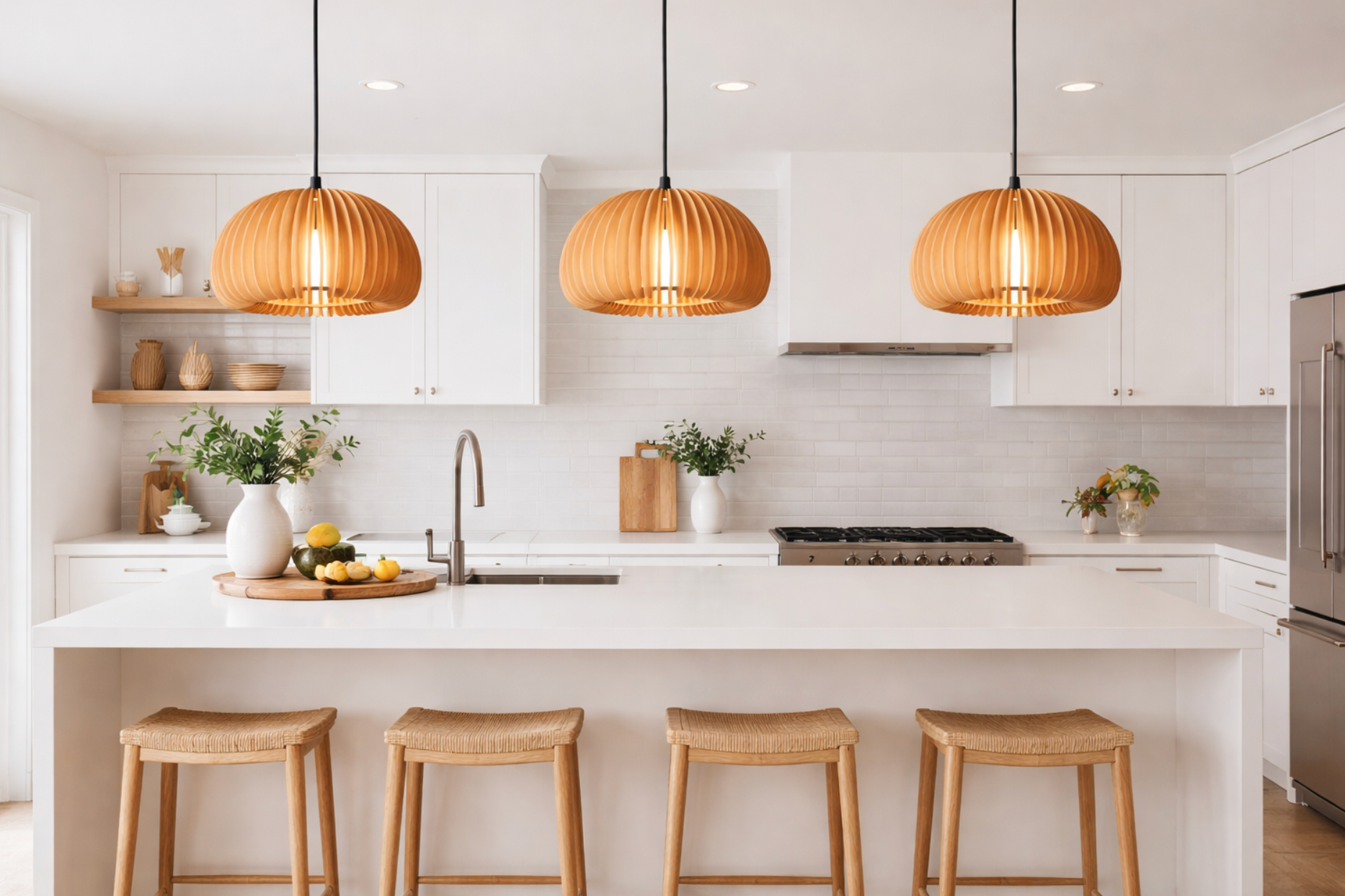 Modern Scandinavian Wooden Slat Pendant Light – Jude