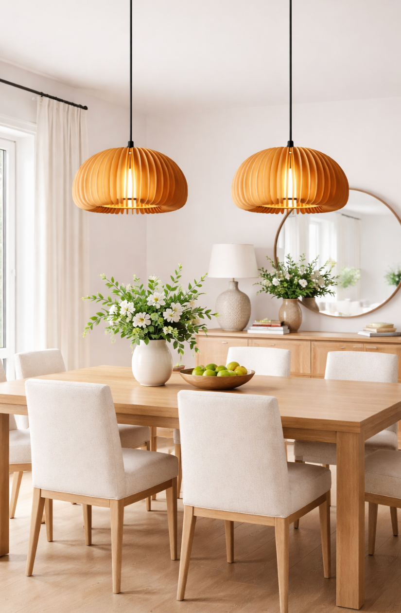 Modern Scandinavian Wooden Slat Pendant Light – Jude