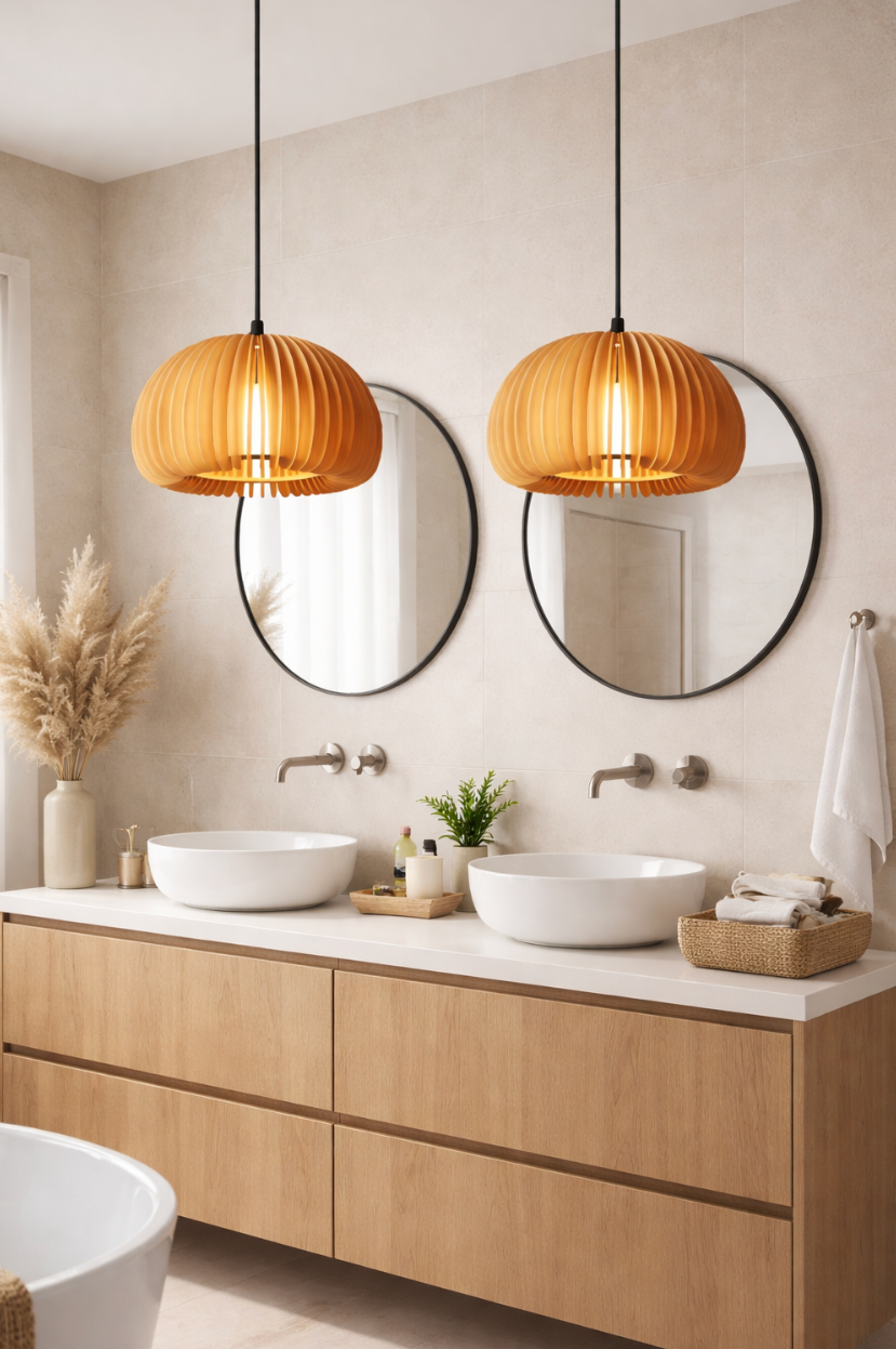 Modern Scandinavian Wooden Slat Pendant Light – Jude