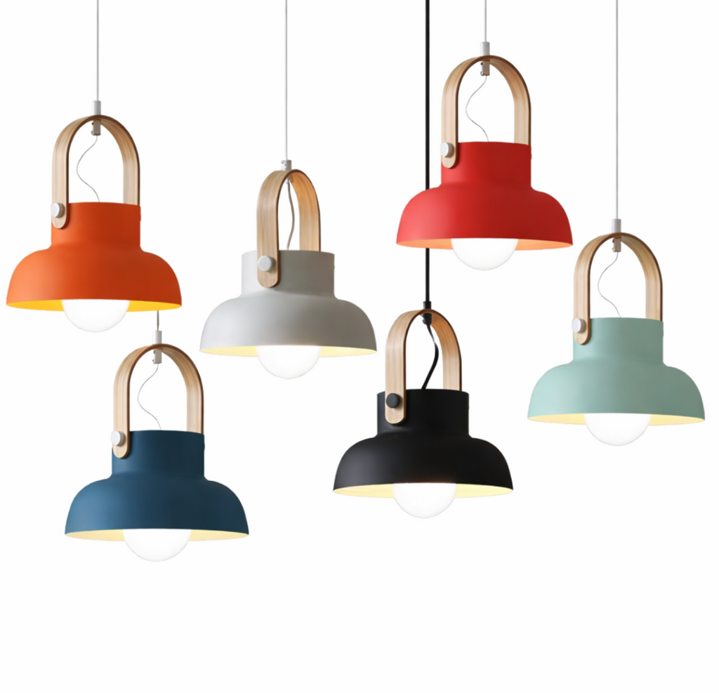 Modern Scandinavian Lantern Pendant Light with Wooden Handle – Logan
