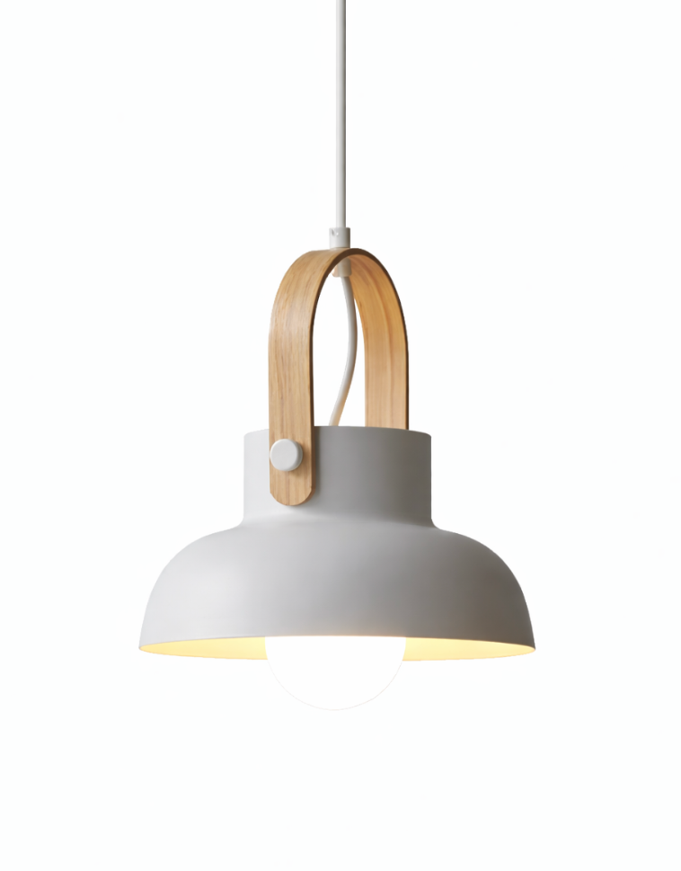 Modern Scandinavian Lantern Pendant Light with Wooden Handle – Logan