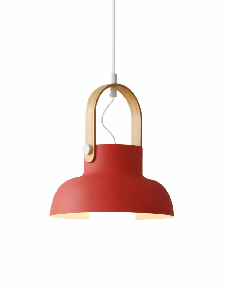 Modern Scandinavian Lantern Pendant Light with Wooden Handle – Logan