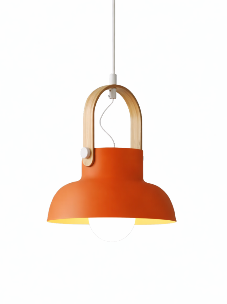 Modern Scandinavian Lantern Pendant Light with Wooden Handle – Logan