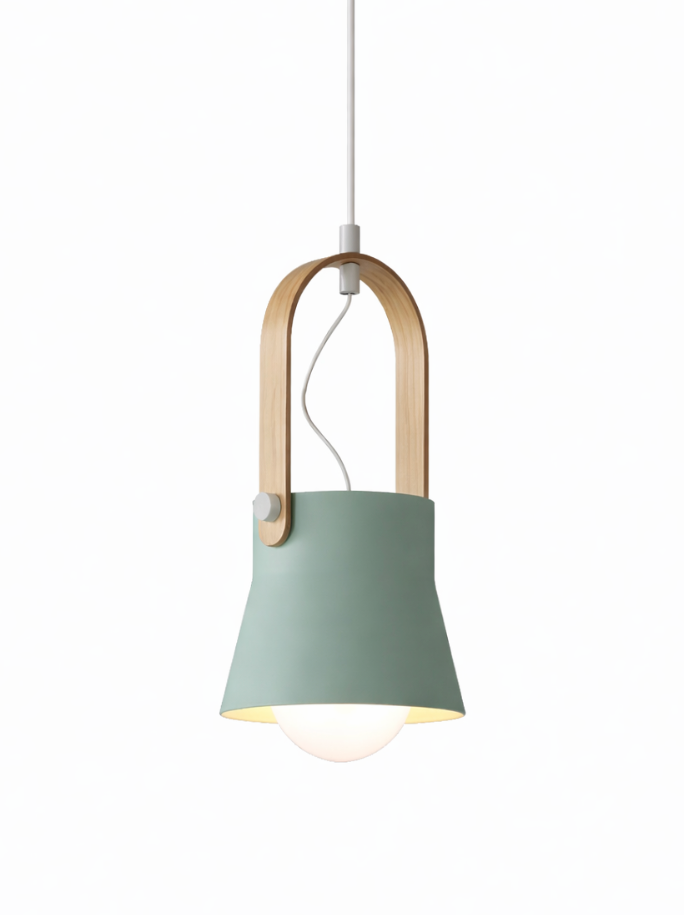 Modern Scandinavian Lantern Pendant Light with Wooden Handle – Rowan