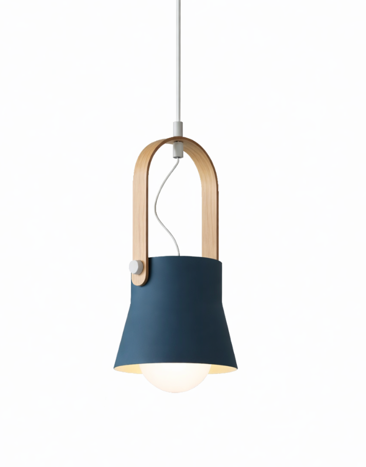 Modern Scandinavian Lantern Pendant Light with Wooden Handle – Rowan