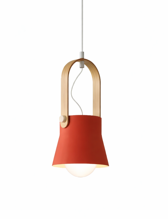 Modern Scandinavian Lantern Pendant Light with Wooden Handle – Rowan