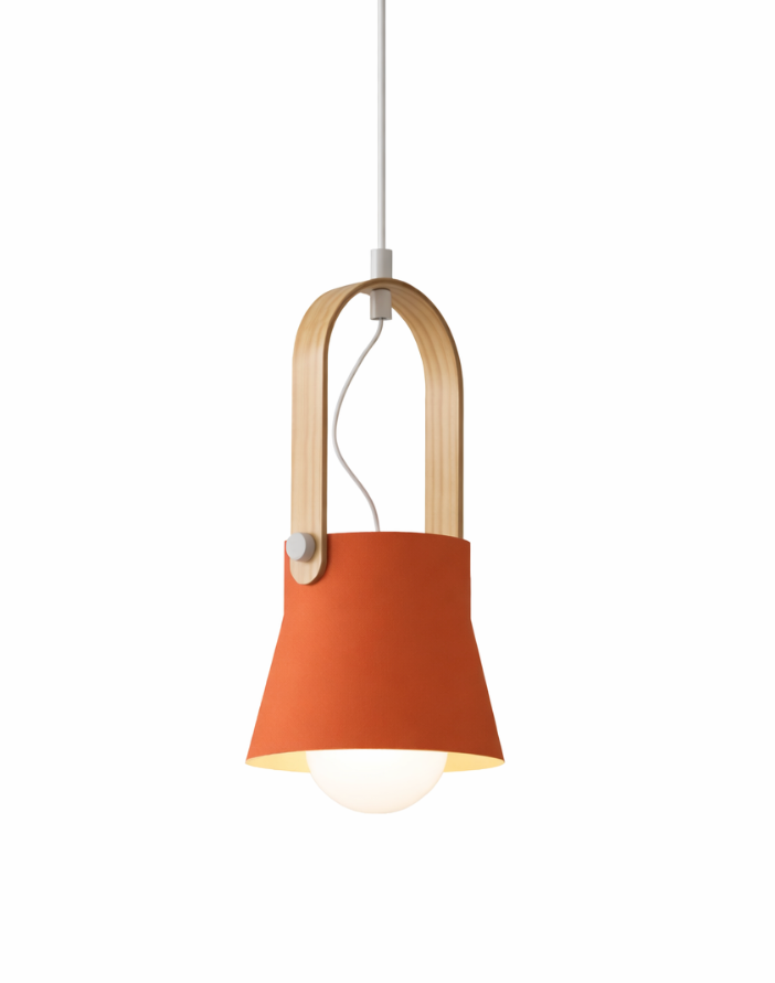 Modern Scandinavian Lantern Pendant Light with Wooden Handle – Rowan