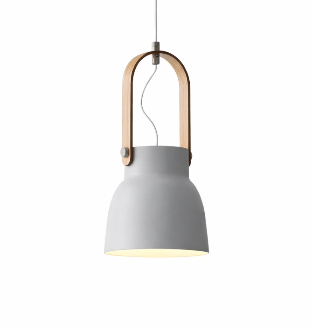 Modern Scandinavian Lantern Pendant Light with Wooden Handle – Connor