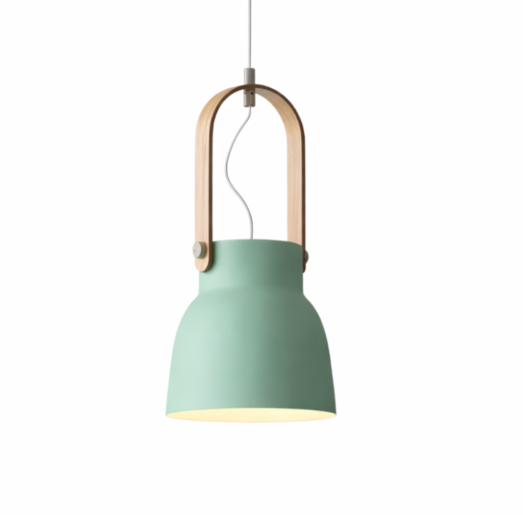 Modern Scandinavian Lantern Pendant Light with Wooden Handle – Connor