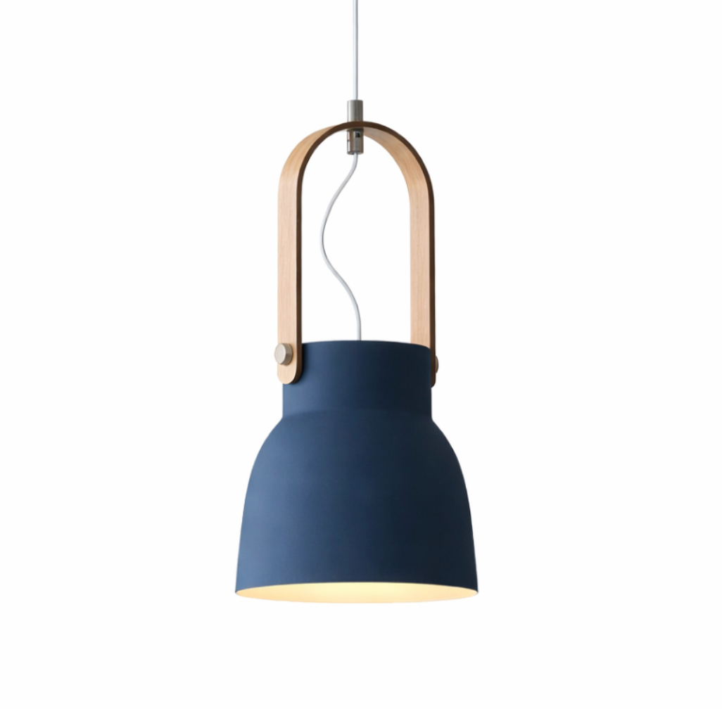 Modern Scandinavian Lantern Pendant Light with Wooden Handle – Connor