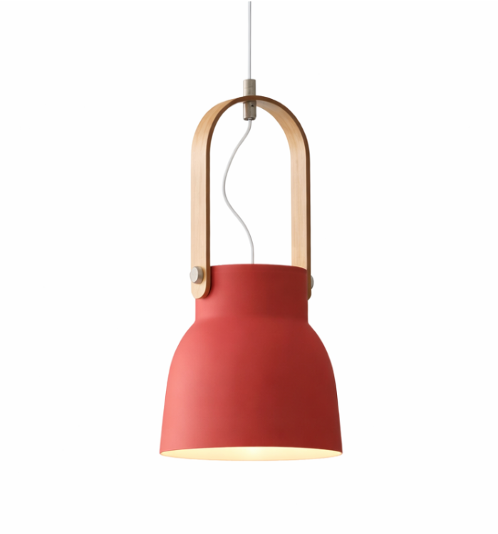 Modern Scandinavian Lantern Pendant Light with Wooden Handle – Connor