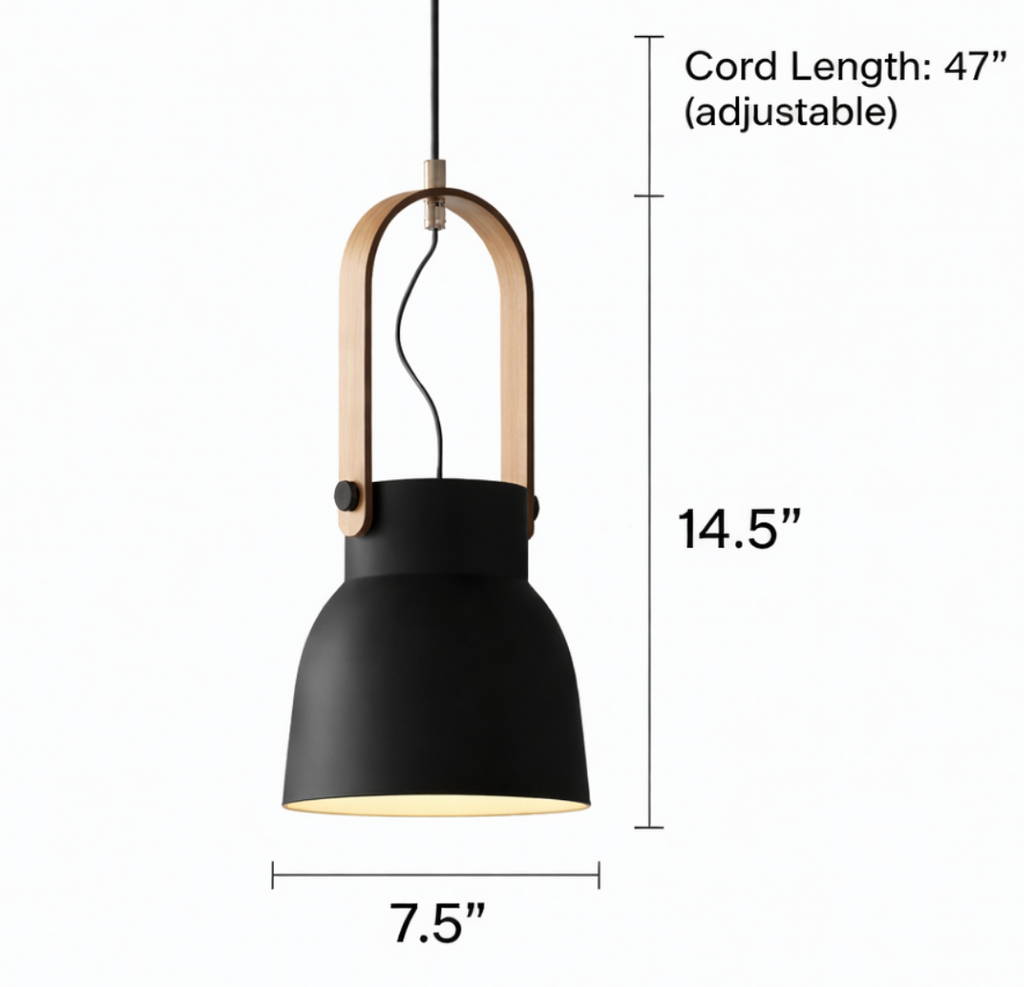 Modern Scandinavian Lantern Pendant Light with Wooden Handle – Connor