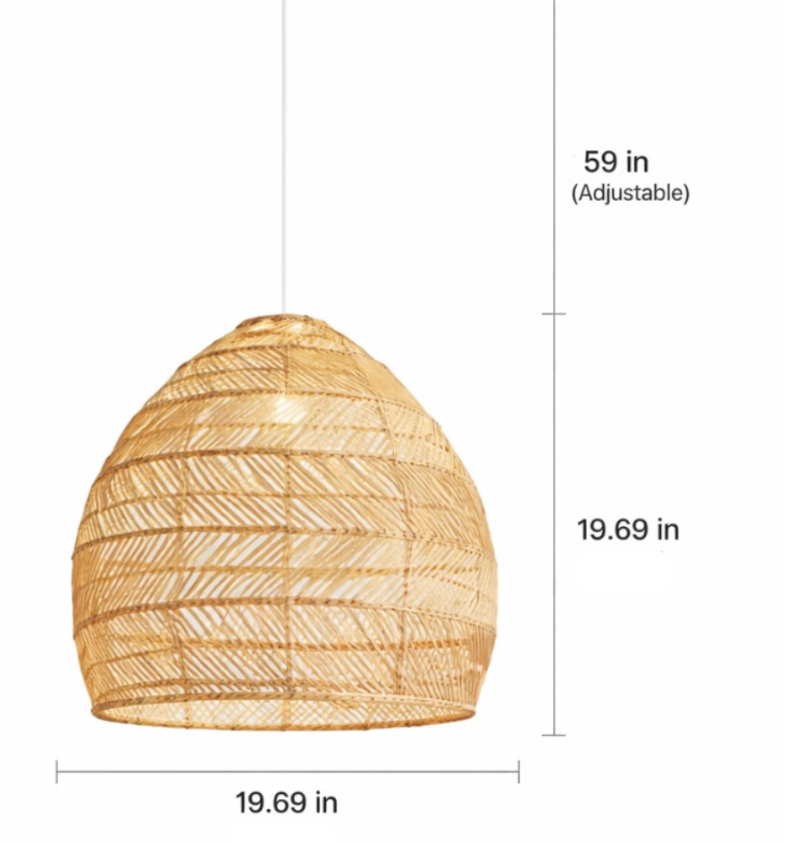 Ezra Open Weave Natural Rattan Dome Pendant Light