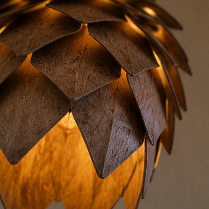 Hazel Handmade Wooden Pine Cone Pendant Light