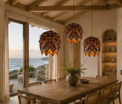 Hazel Handmade Wooden Pine Cone Pendant Light