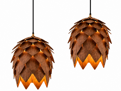 Hazel Handmade Wooden Pine Cone Pendant Light