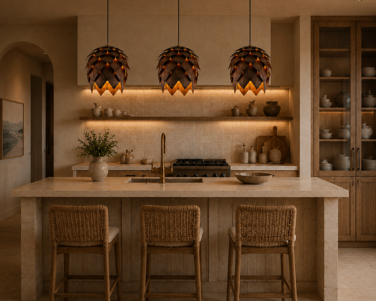 Hazel Handmade Wooden Pine Cone Pendant Light