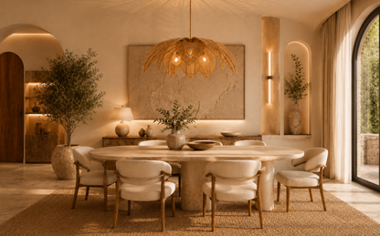 Victorio Natural Woven Rattan Flower Pendant Light